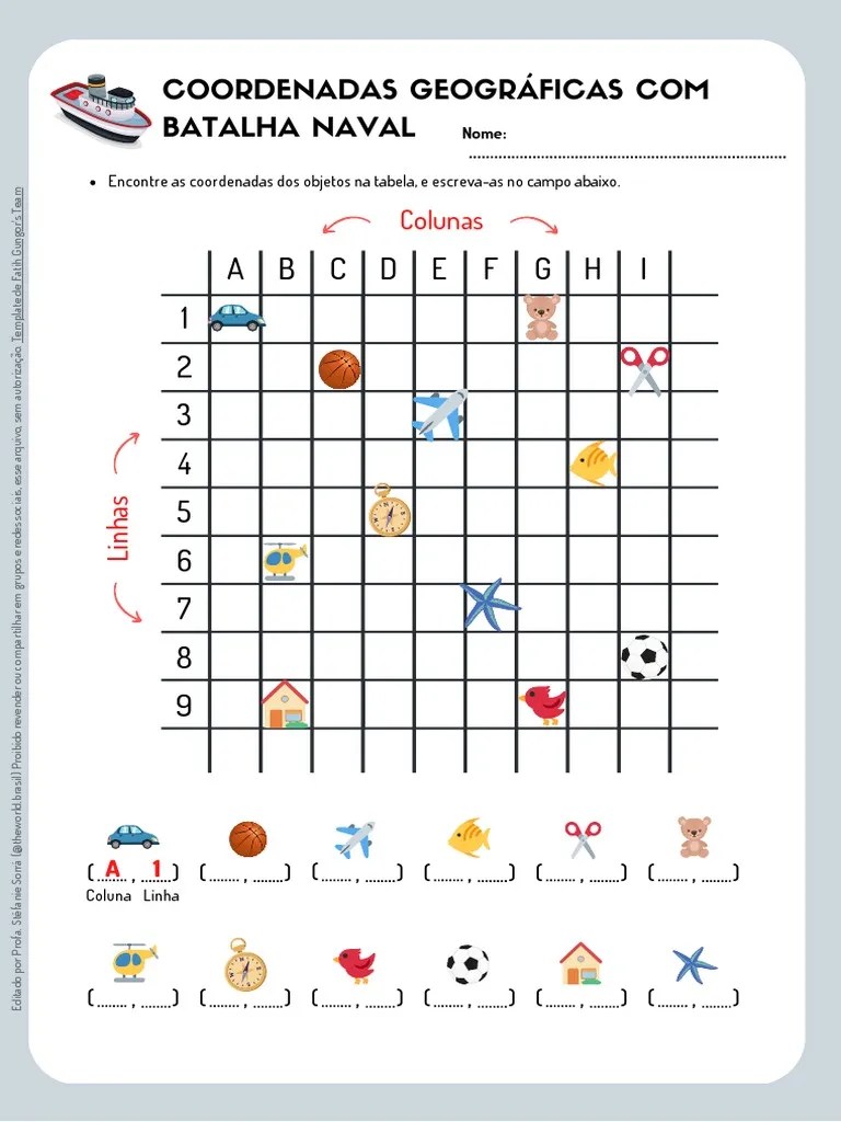 ATIVIDADE Coordenadas-Geograficas-com-Batalha-Naval | PDF | Longitude ...