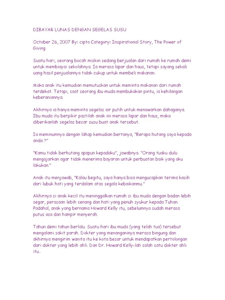 Dibayar Lunas Dengan Segelas Susu | PDF