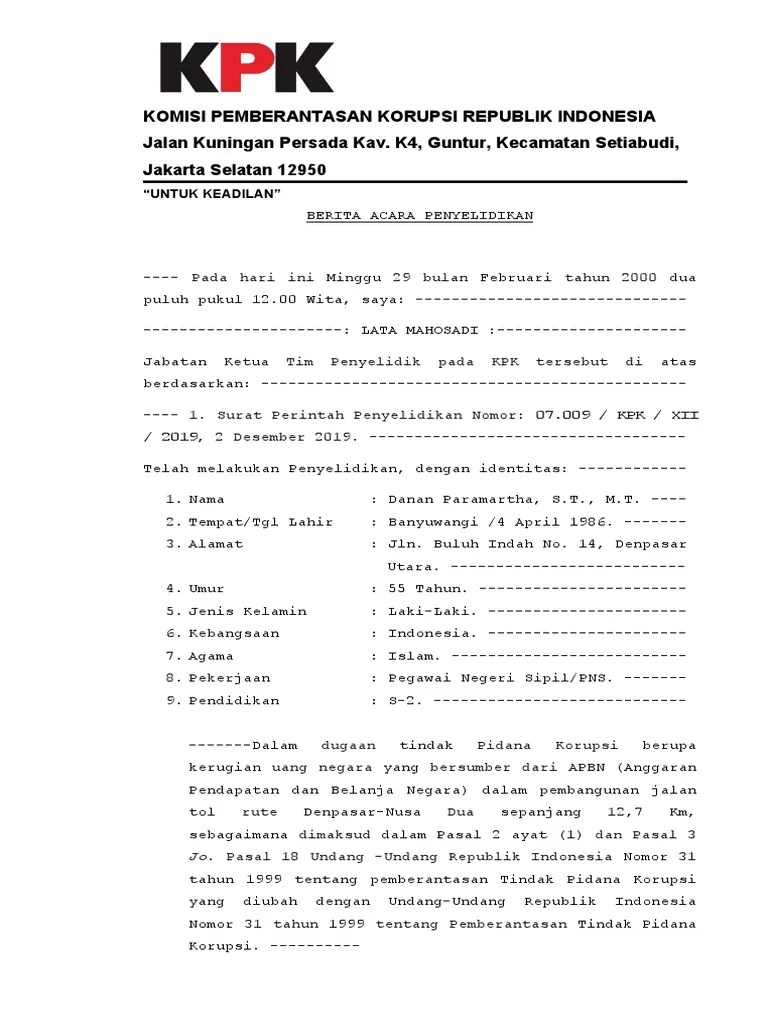 Berita Acara Penyelidikan | PDF