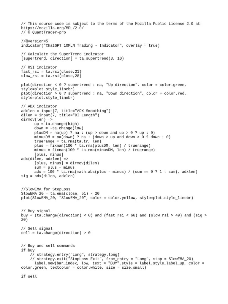 ChatGPT 10MLN Trading - Indicator | PDF | Computers
