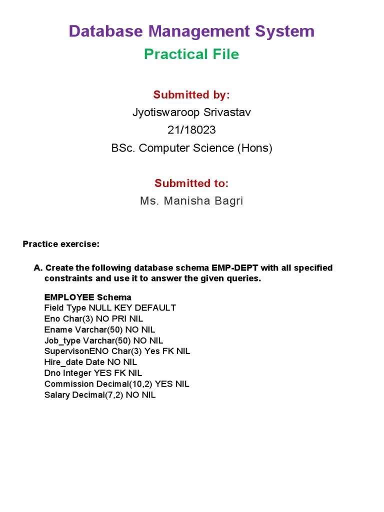 DBMS Practical | PDF | Salary | Employment