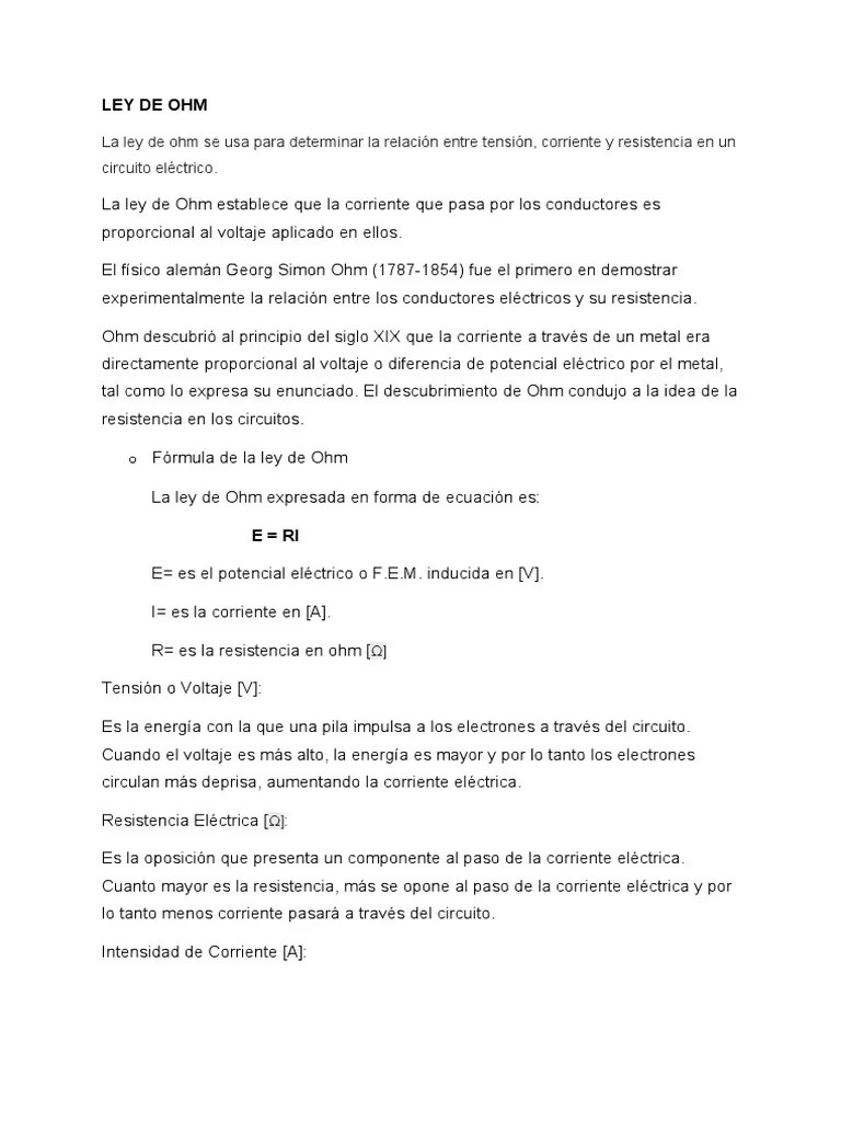 Ley De Ohm | PDF | Inductor | Inductancia