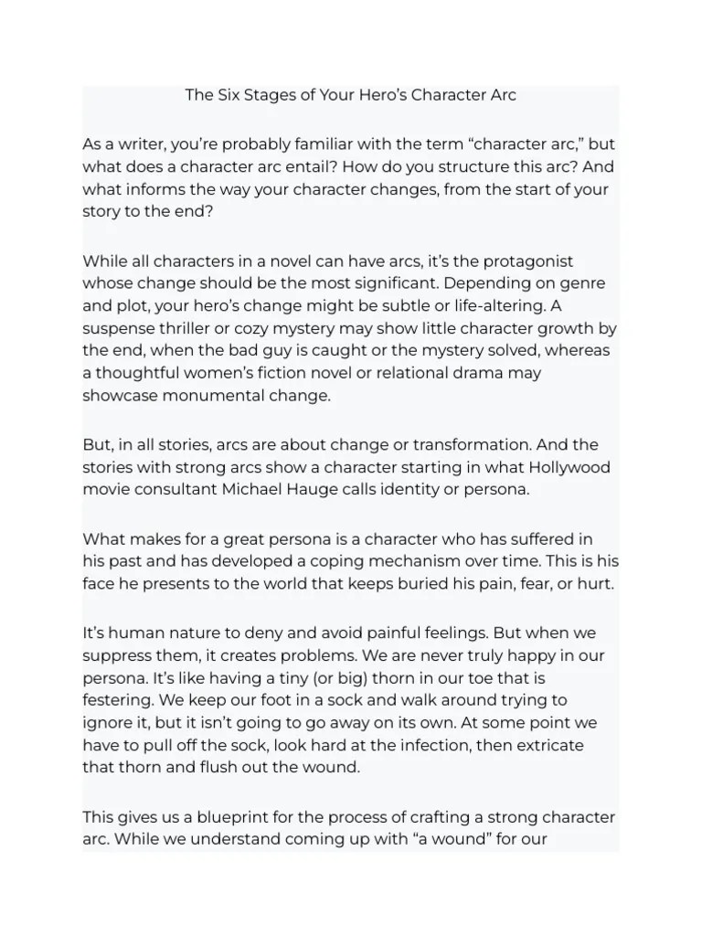 Six Stages Of Your Hero's Character Arc | PDF