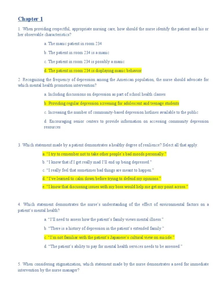 Question Mental Health | PDF | Mental Disorder | Mental Health