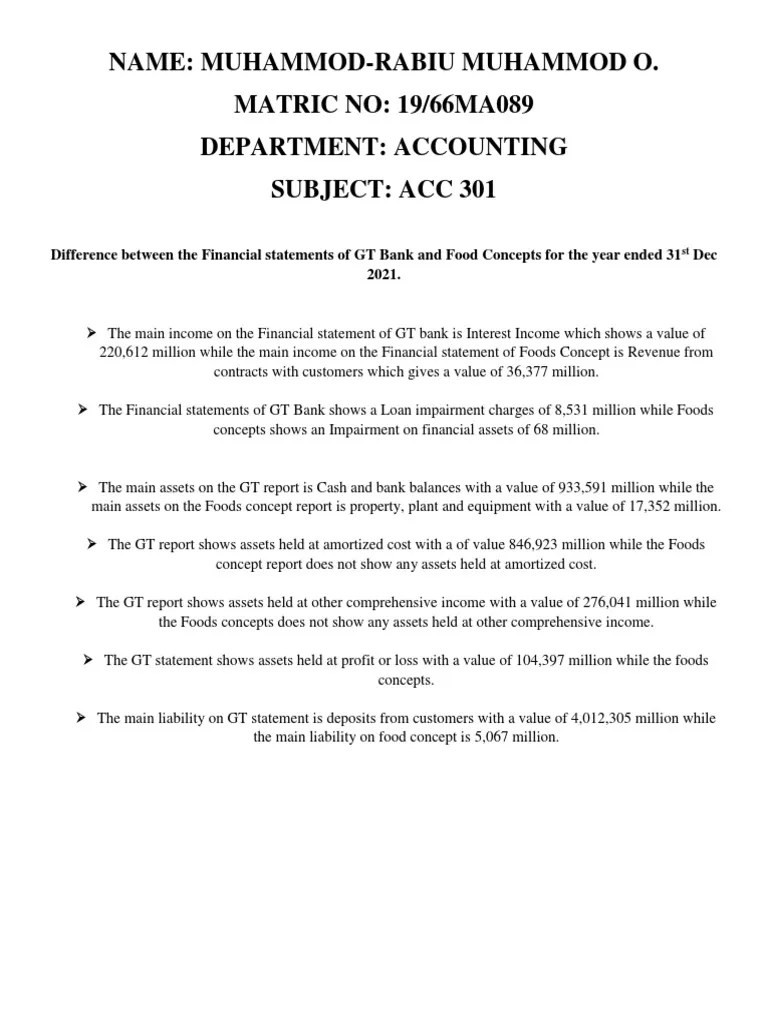 ACC 301 Assignment | PDF