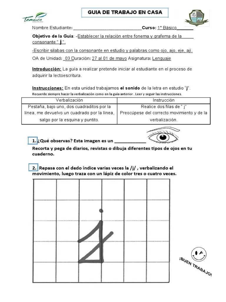 Guia #3-Lenguaje - 1°basico | PDF