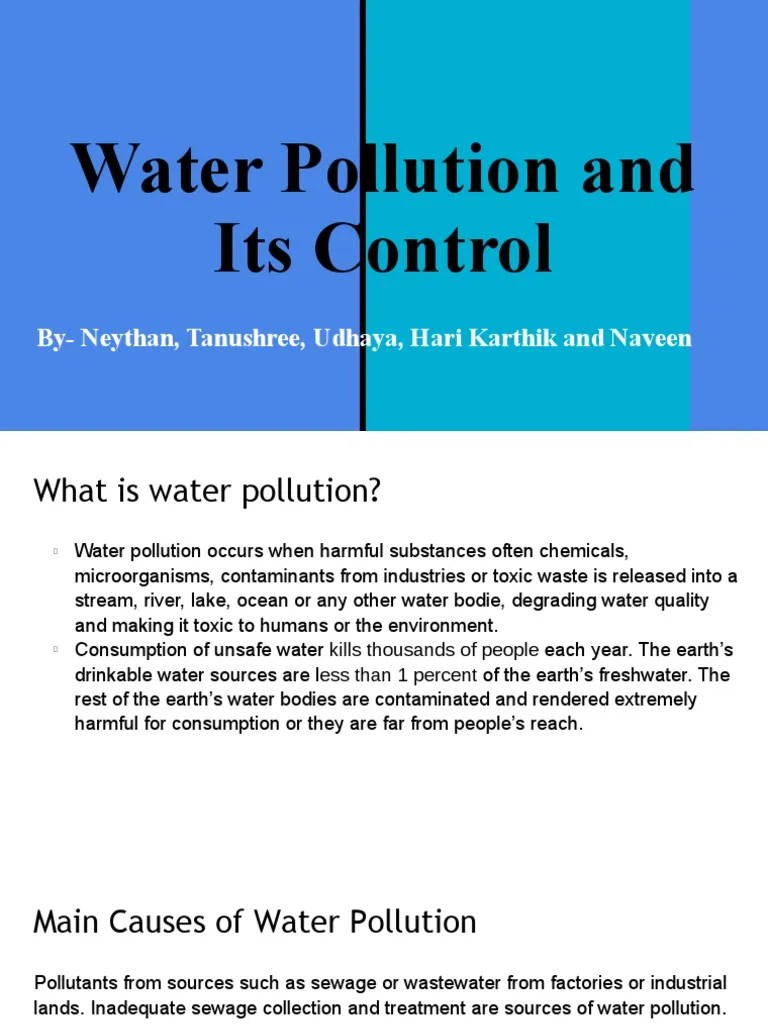 Water Pollution And Its Control | PDF | Water Pollution | Water