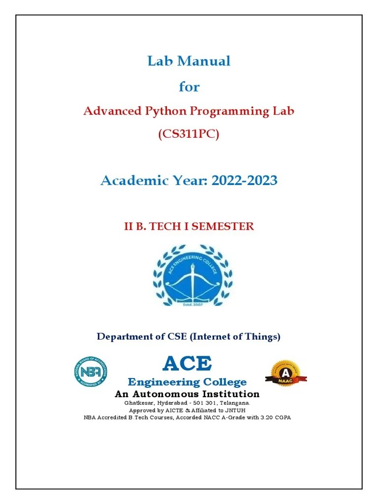 Lab Manual For: Advanced Python Programming Lab (CS311PC) | PDF ...