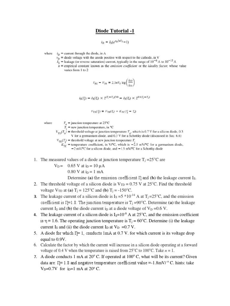 Determining Diode Characteristics Through Calculations Of Emission ...