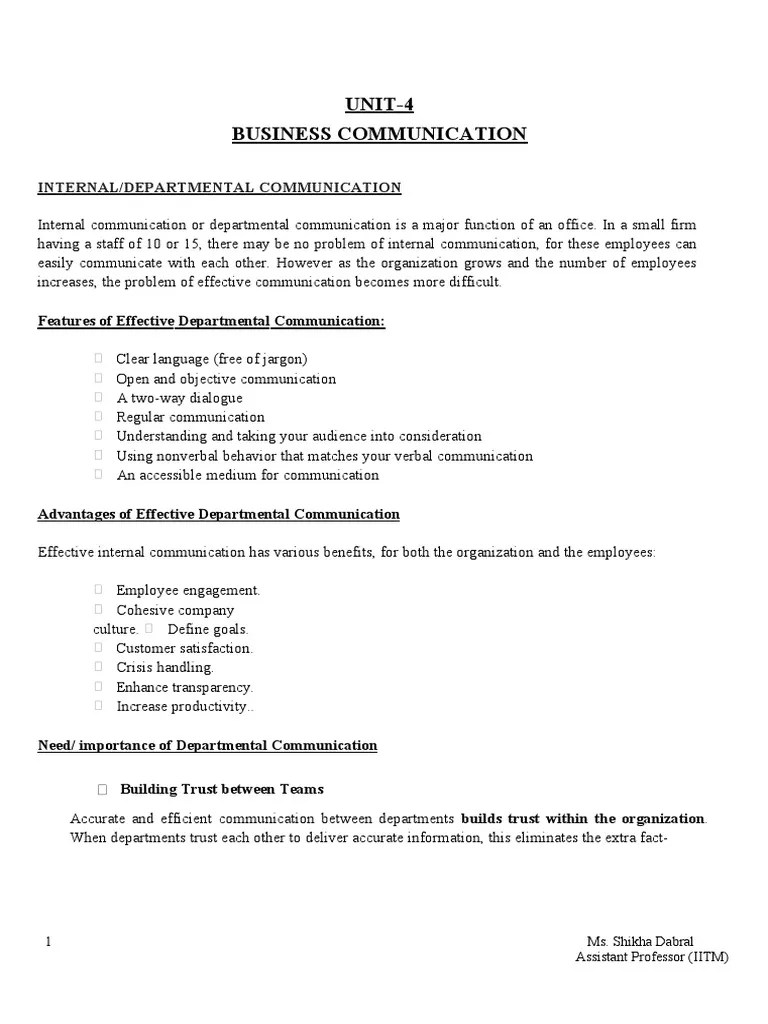 Unit-4 (Part-1) - Business Communication - Notes | PDF | Memorandum ...
