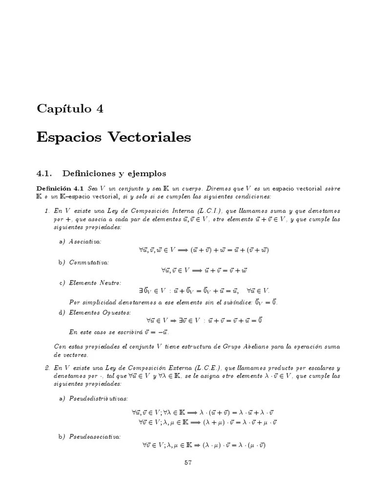 Espacio Vectorial España | Descargar Gratis PDF | Espacio Vectorial | Base (álgebra Lineal)
