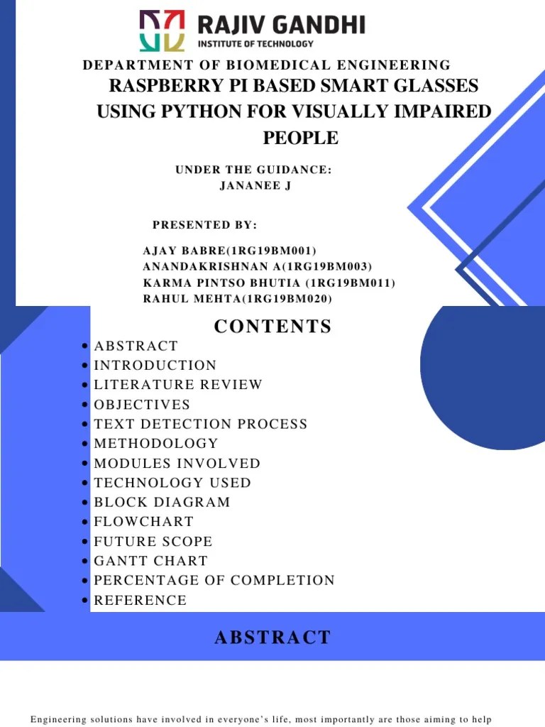 Raspberry Pi Based Smart Glasses Using Opencv And ML For Visually ...