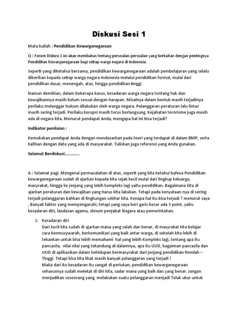 Diskusi Sesi 1 Bahasa Indonesia UT | PDF
