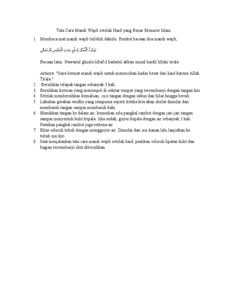 Tata Cara Mandi Wajib Setelah Haid Yang Benar Menurut Islam | PDF