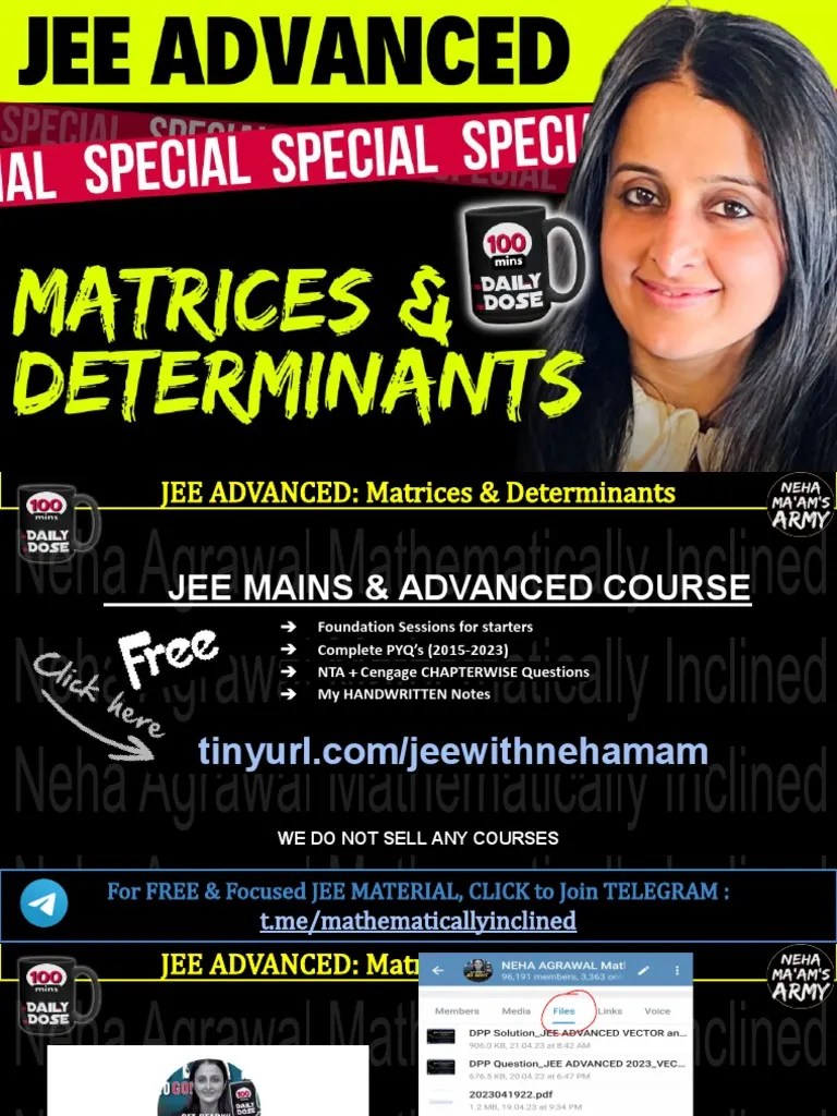 JEE ADVANCED 2023 - Matrices & Determinants | PDF | Determinant ...