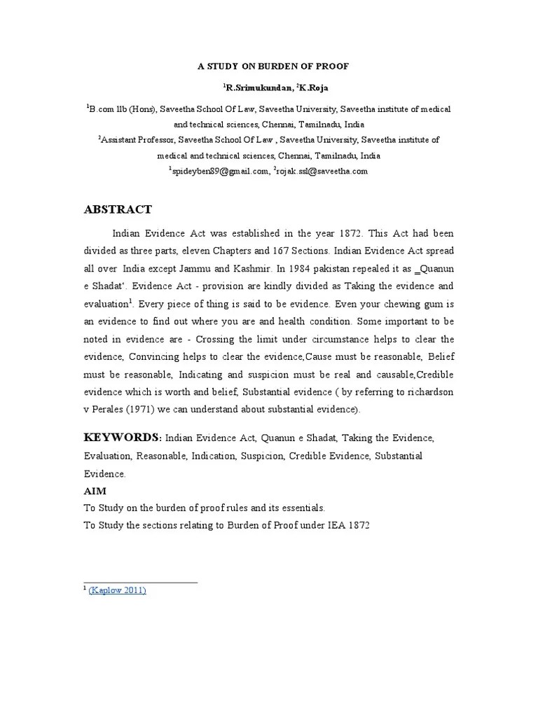 Burden Of Proof | PDF | Burden Of Proof (Law) | Evidence (Law)