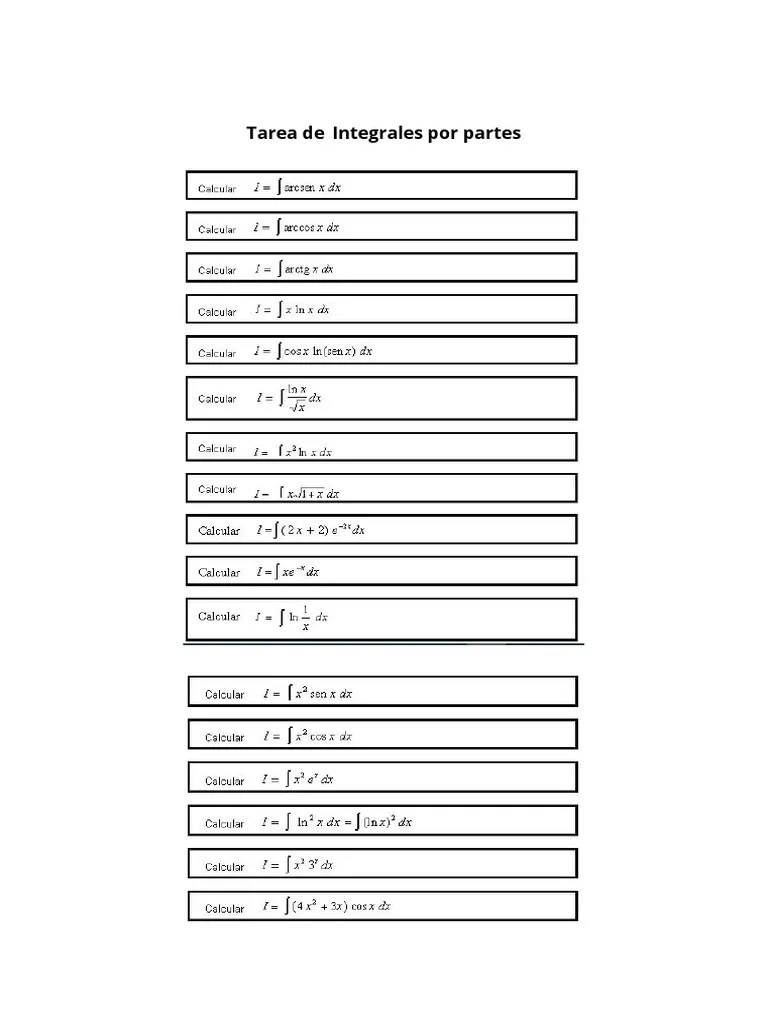 Tarea De Integrales Por Partes | PDF