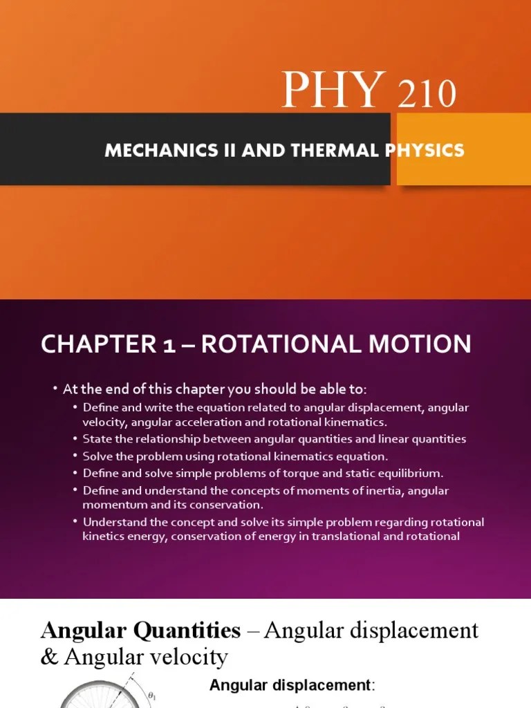 Chapter 1 - Rotational Motion | PDF | Rotation Around A Fixed Axis | Torque