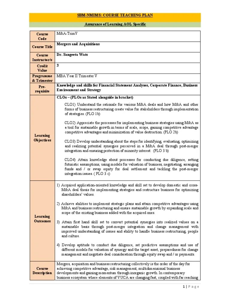 1CO Mergers And Acquisitions | PDF | Mergers And Acquisitions | Takeover