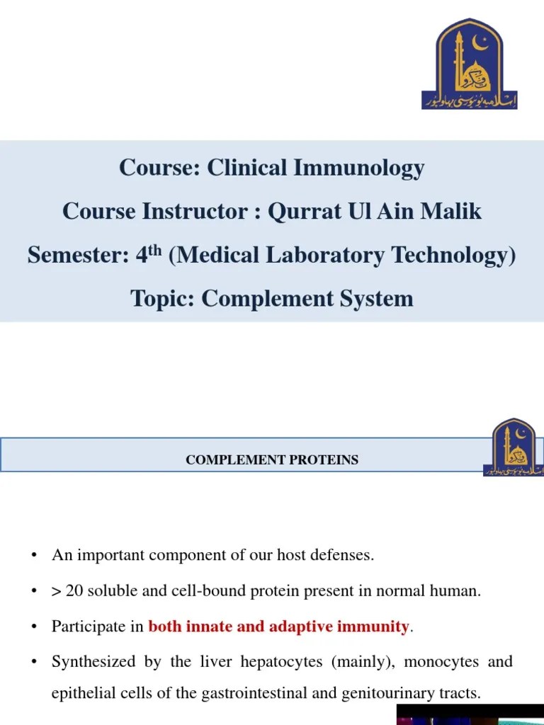 Clinical Immunology - Topic 4 - Complement Proteind PDF | PDF | Complement System | Immunology