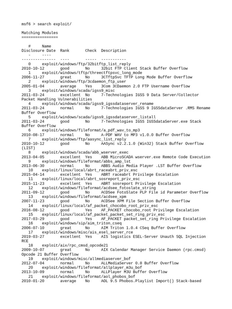 Metasploit - Exploits | PDF