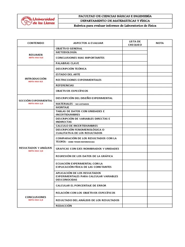 Rubrica Para Informes | PDF | Science