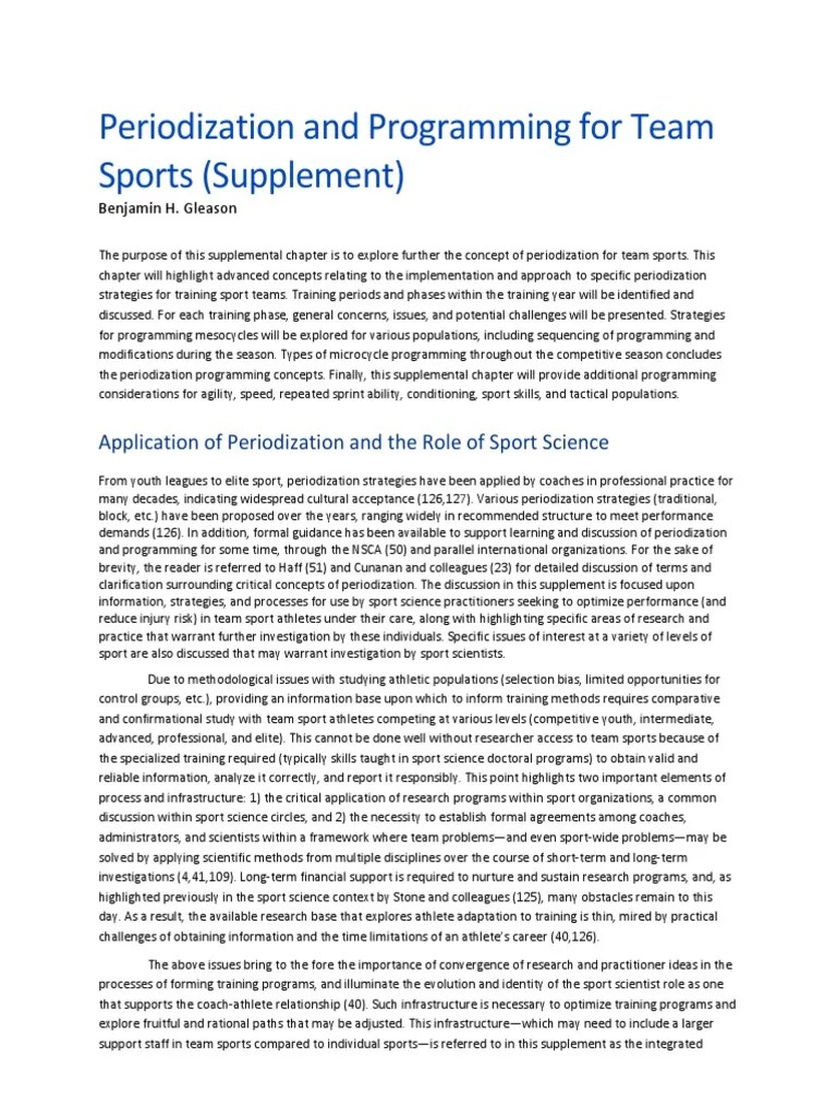 Periodization And Programming For Team Sports - Supplement PDF | PDF | High Intensity Interval ...