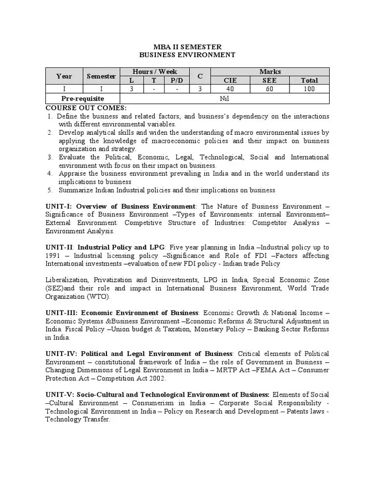BE Syllabus | PDF | Foreign Direct Investment | Business