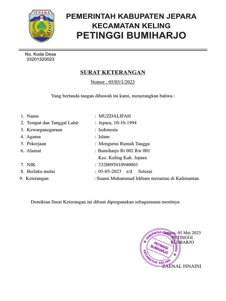 Surat Keterangan Domisili PDF | PDF