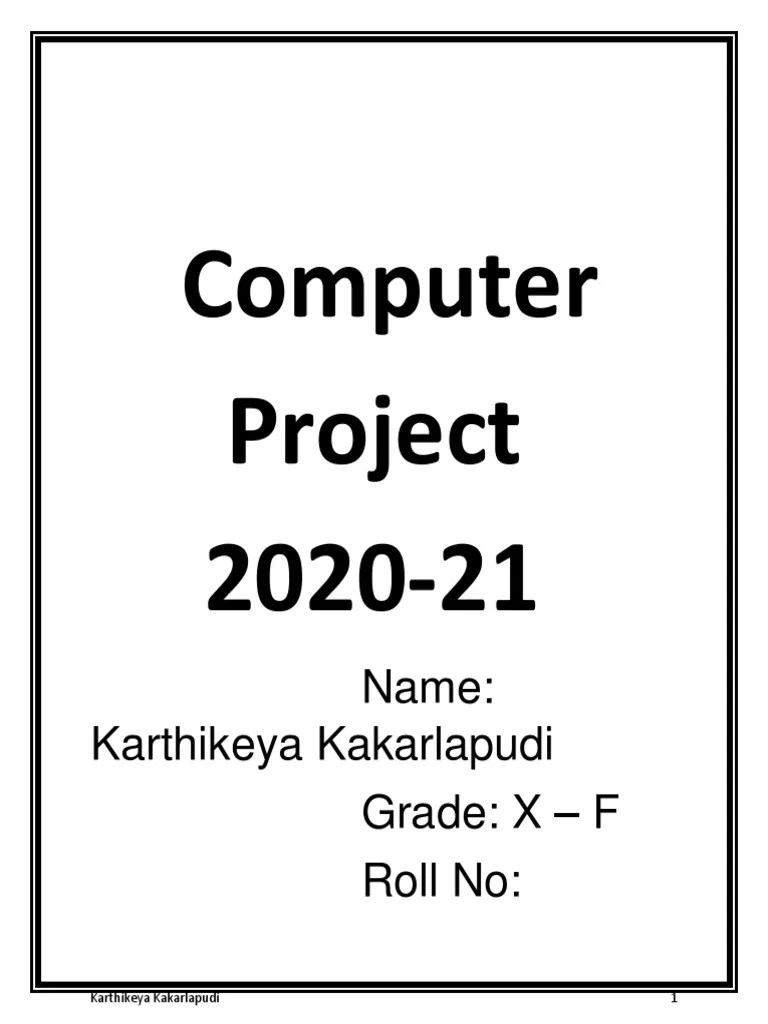 Grade 10 Computer Appications Project PDF | PDF | Computer Programming ...