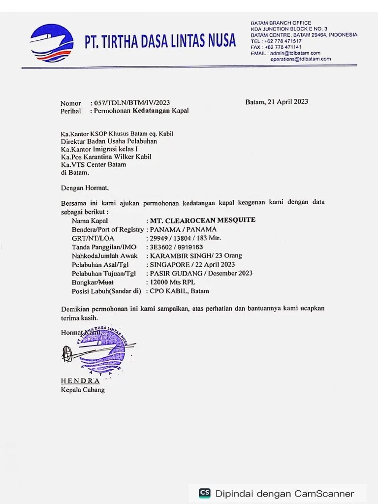 Permohonan Kedatangan Kapal PDF | PDF