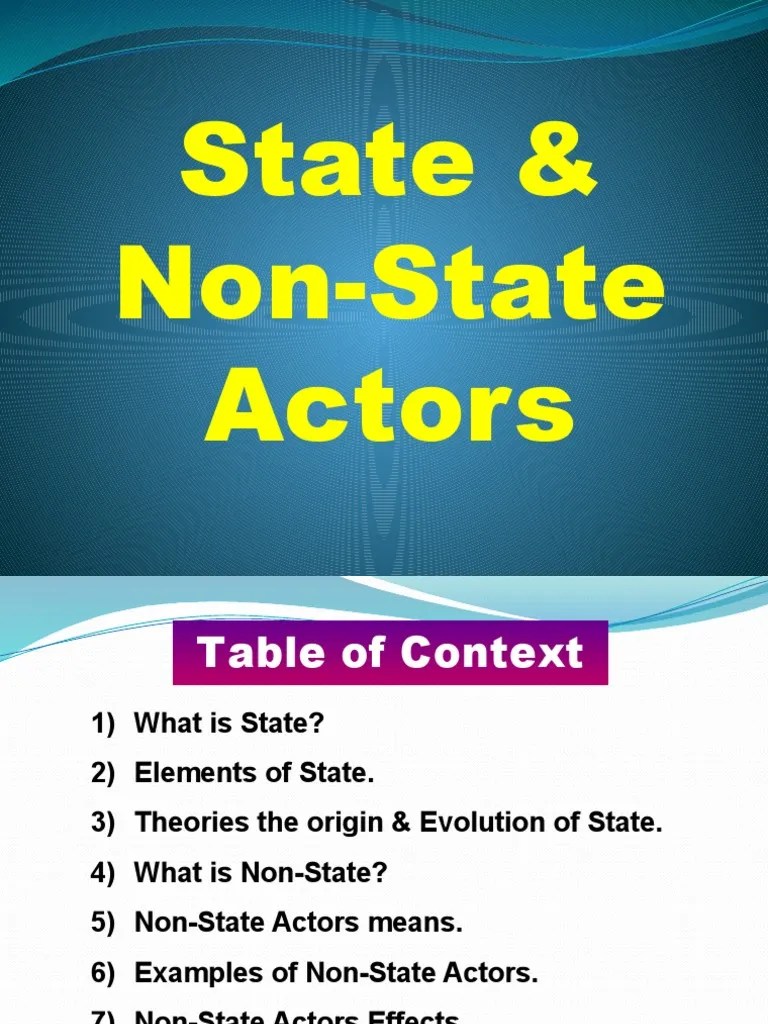 State & Non-State Actors | PDF | Sovereign State | Non Governmental Organization