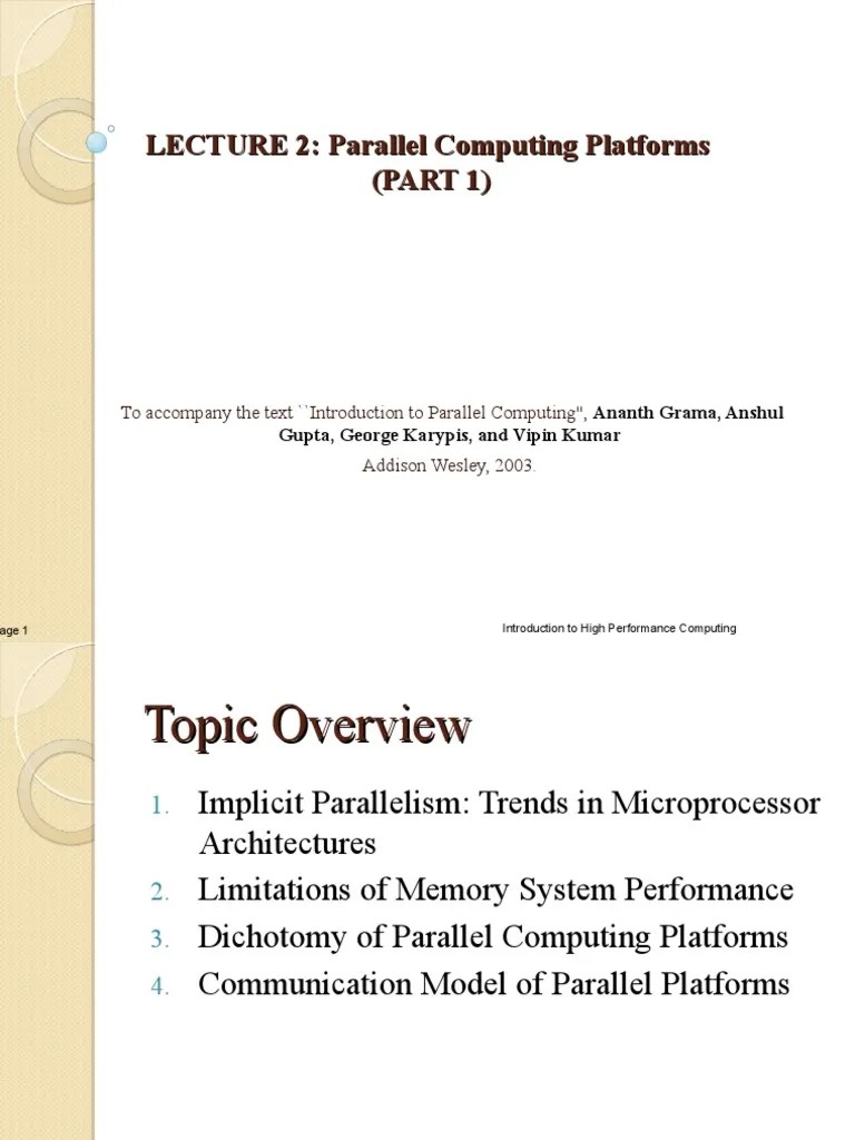 Lecture 2 - Parallel Programming Platforms (Part I) - Updated - 2021 | PDF