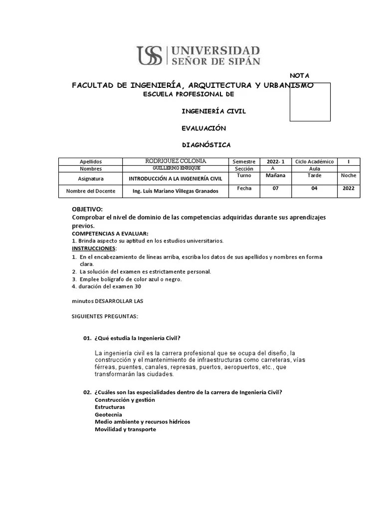 Evaluación Diagnostica | PDF