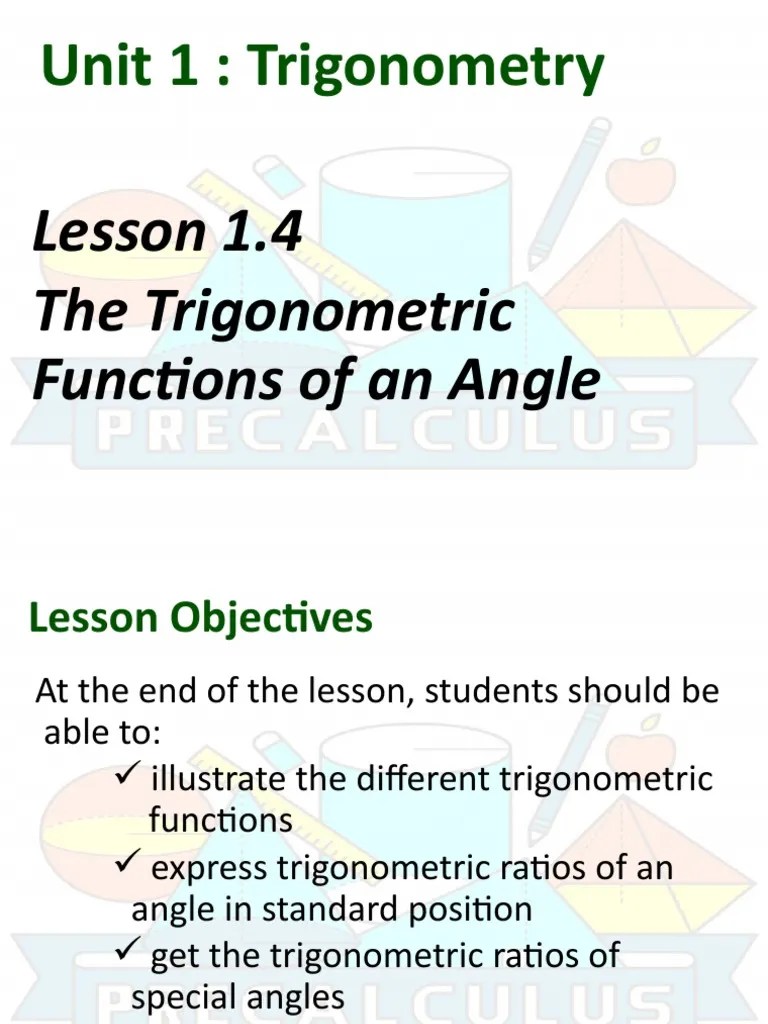 Lesson 1.4 Circular Functions | PDF | Trigonometry | Trigonometric Functions