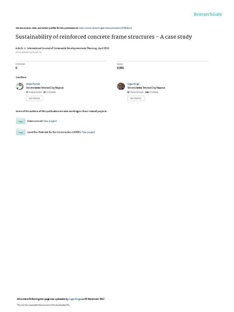 Sustainability Of Reinforced Concrete Frame Struct | PDF | Technology & Engineering
