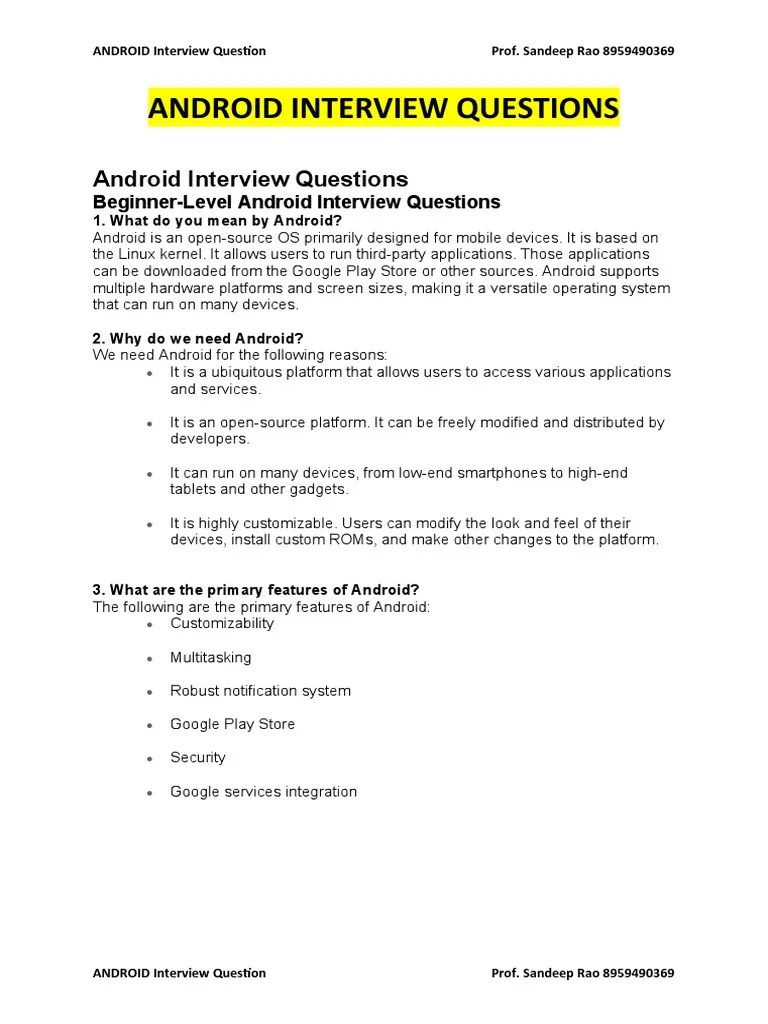 Android Interview Questions | PDF