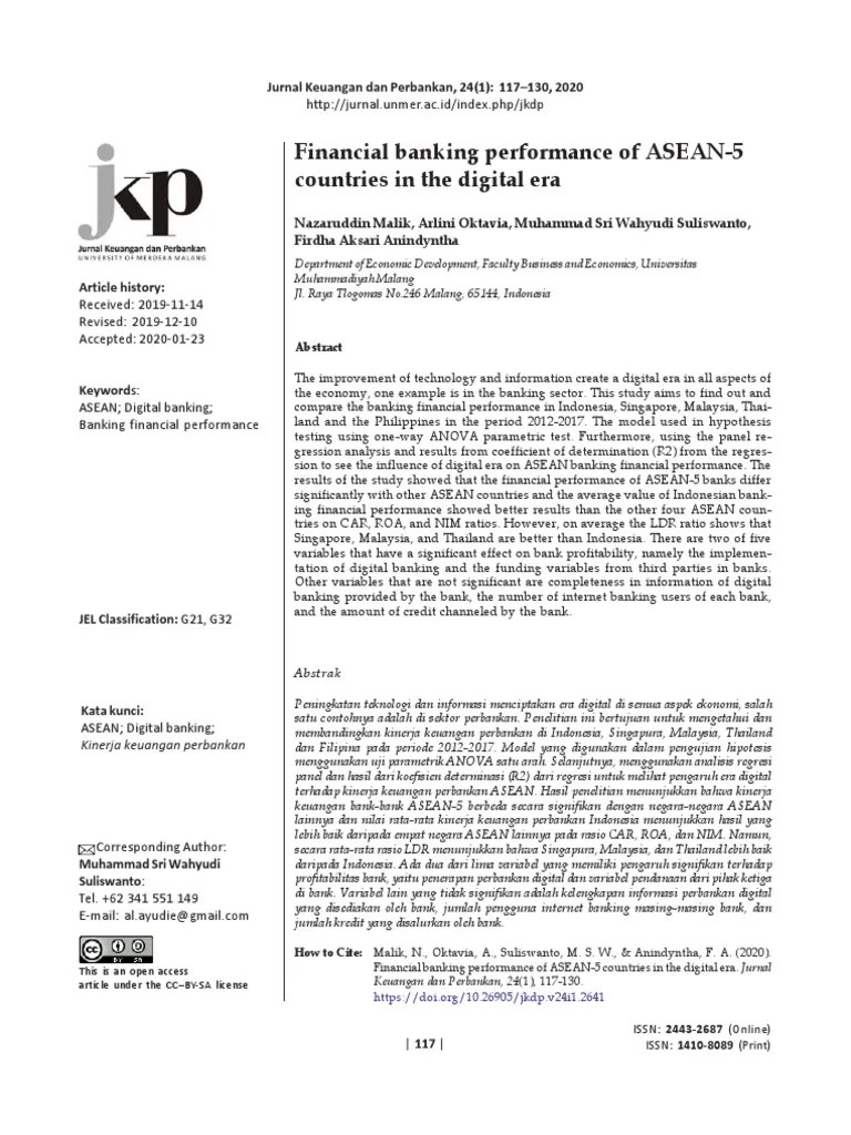 Financial Banking Performance Of ASEAN-5 Countries In The Digital Era ...