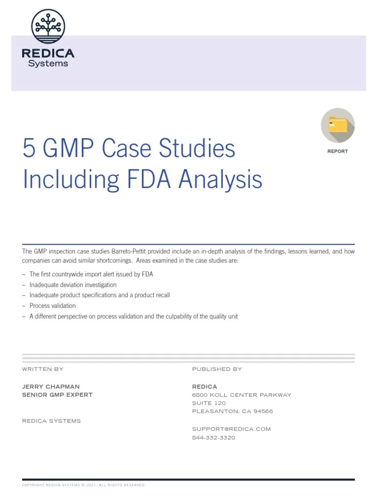 5 GMP Case Studies Including FDA Analysis PDF | PDF | Food And Drug Administration | Tablet ...