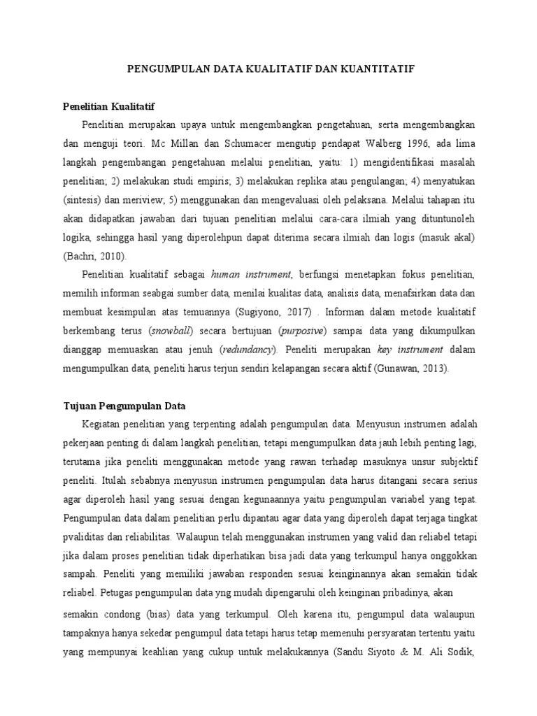 PENGUMPULAN DATA KUALITATIF DAN KUANTITATIF | PDF