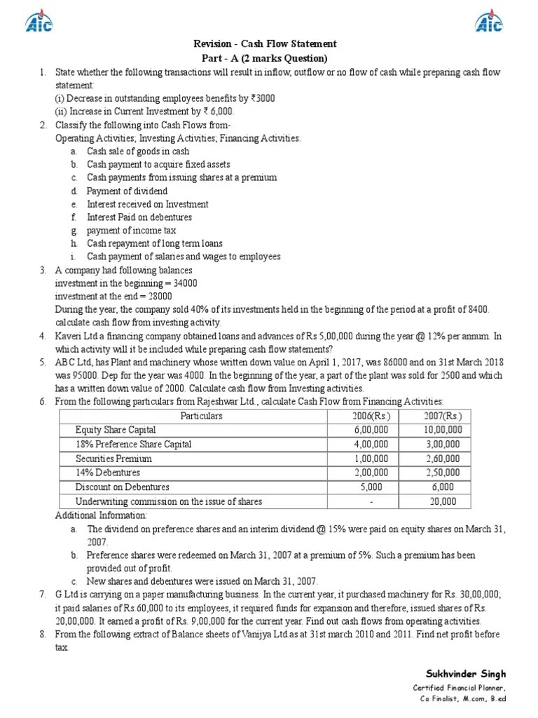 CASH FLOW Revision-1 PDF | PDF | Equity (Finance) | Balance Sheet