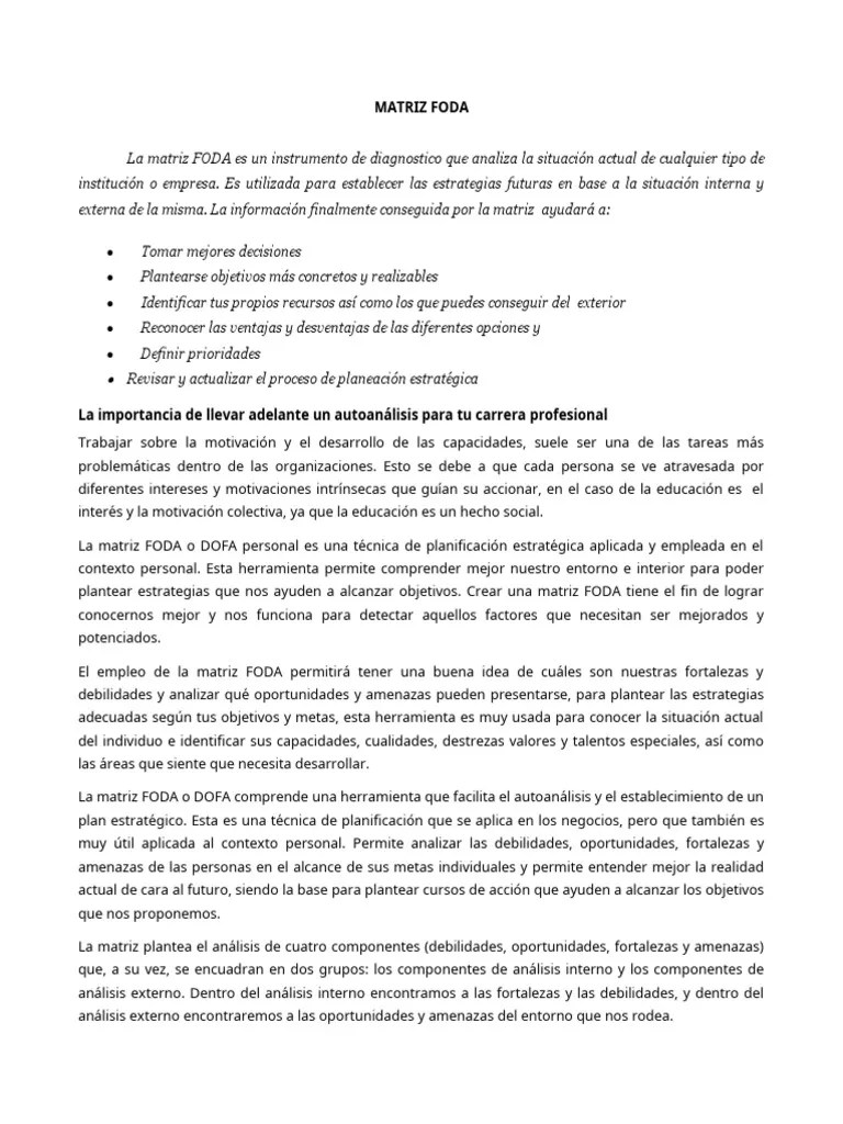Matriz FODA Personal | PDF