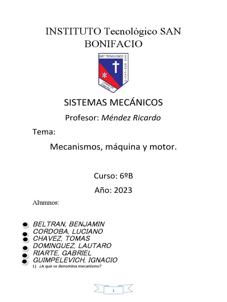 Sistemas Mecánicos (Mecanismo, Maquina Y Motor) | PDF | Engranaje | Motores