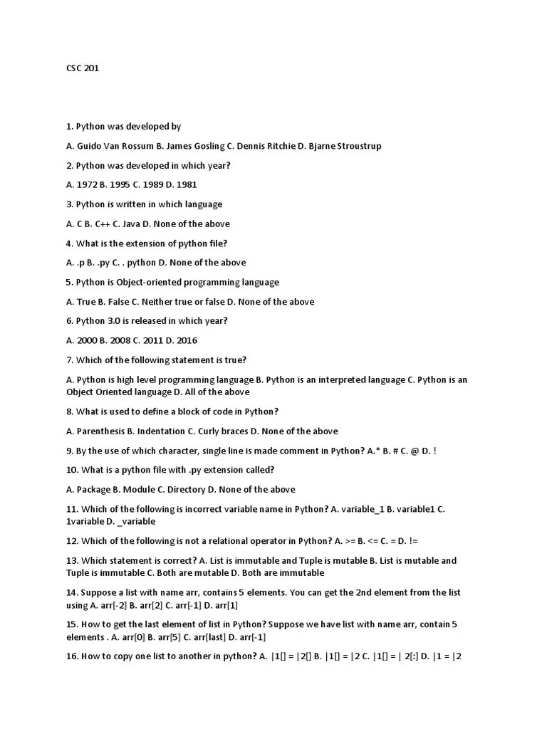 CSC 201 PDF | PDF | Python (Programming Language) | Computing