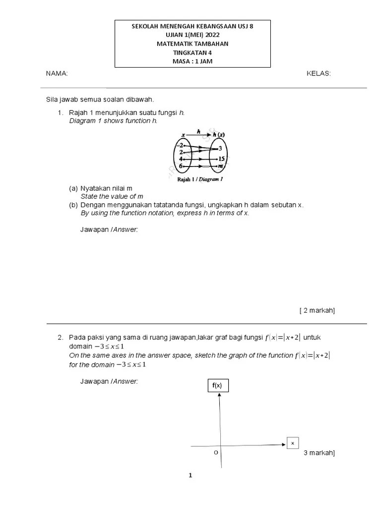 Soalan Ujian 1 2022 | PDF
