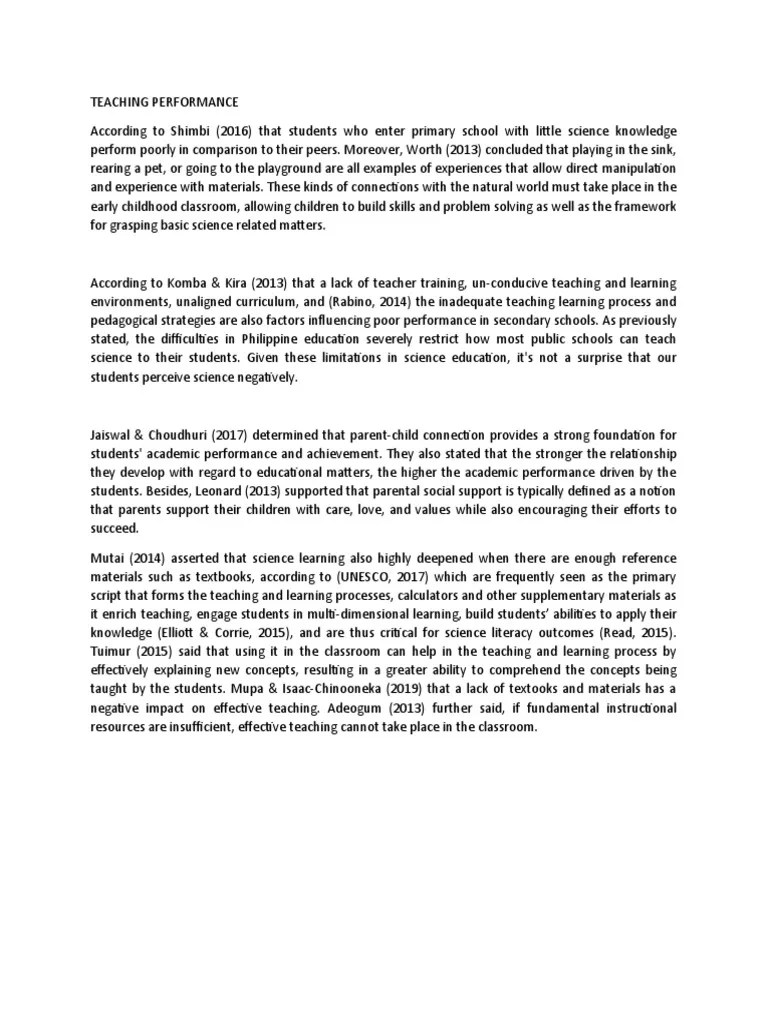 Teaching Performance | PDF | Teachers | Learning