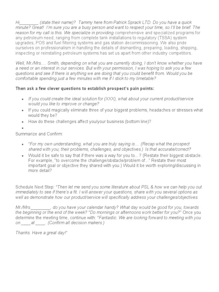 Cold Call Sales Script | PDF