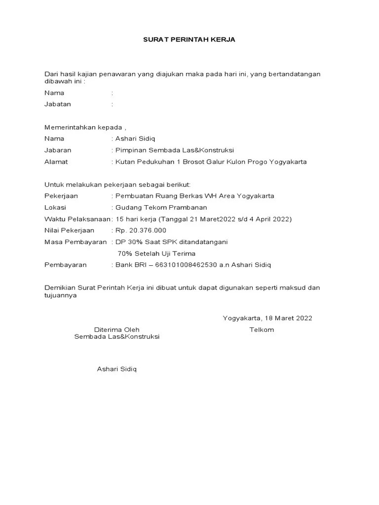 Surat Perintah Kerja | PDF