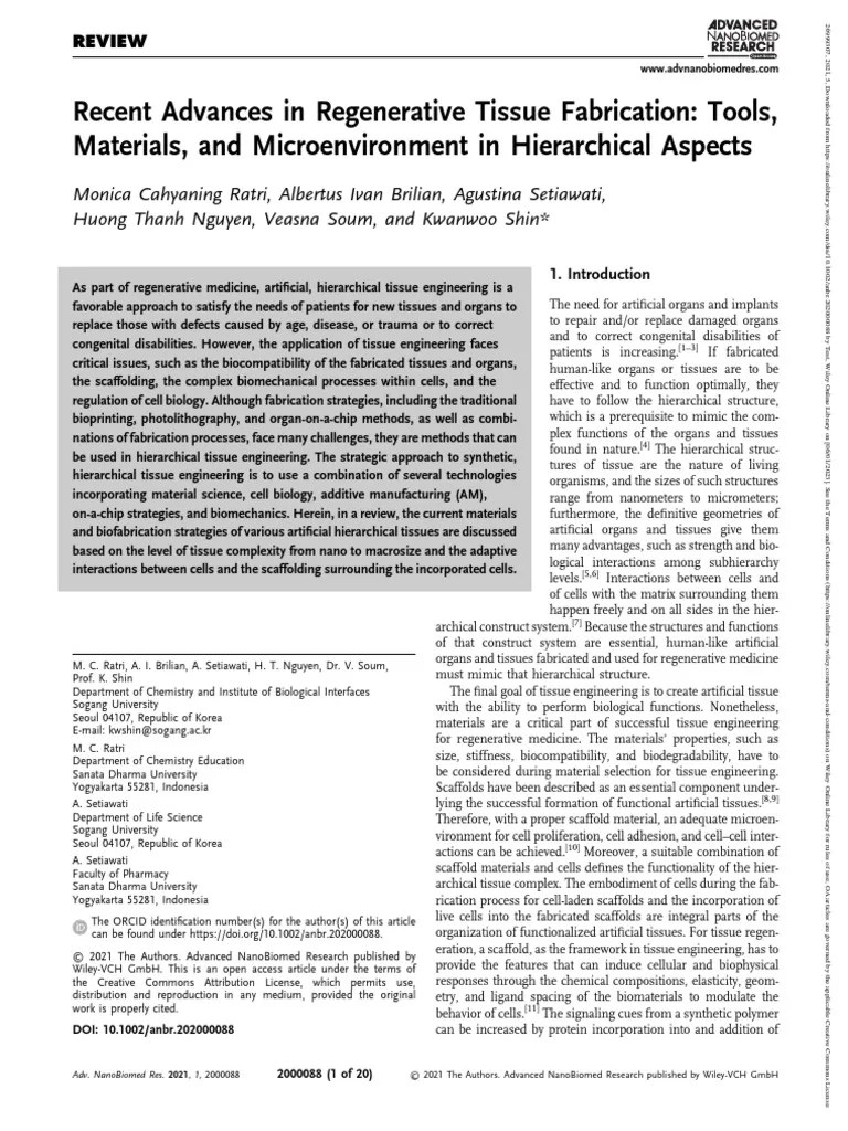 Advanced NanoBiomed Research - 2021 - Ratri - Recent Advances In ...