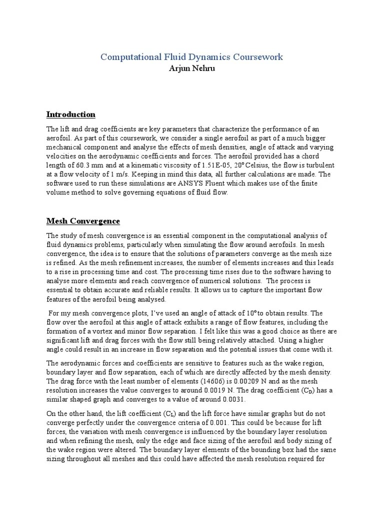 Computational Fluid Dynamics Coursework | PDF | Fluid Dynamics | Airfoil